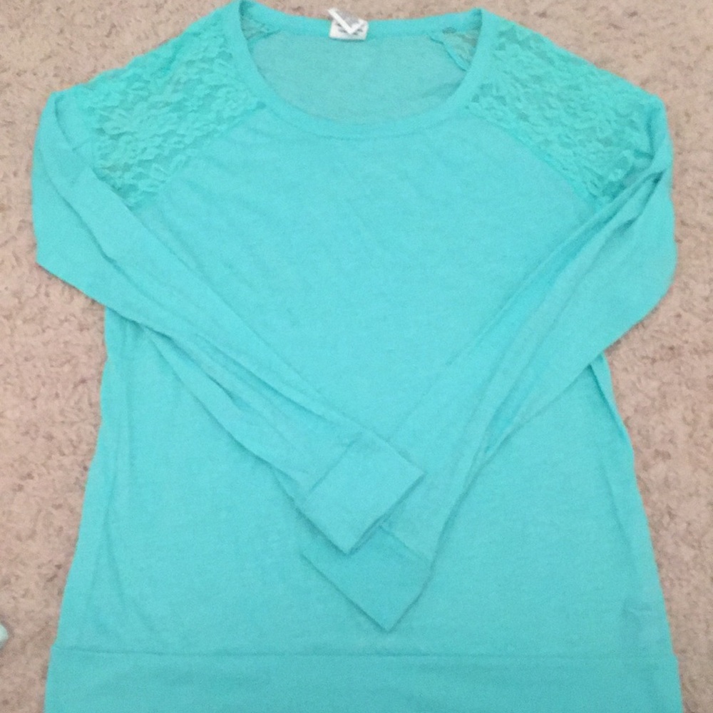 PINK long sleeve with lace shoulders